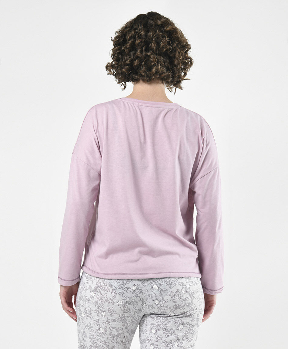 Pijama mujer floreado y gatito
