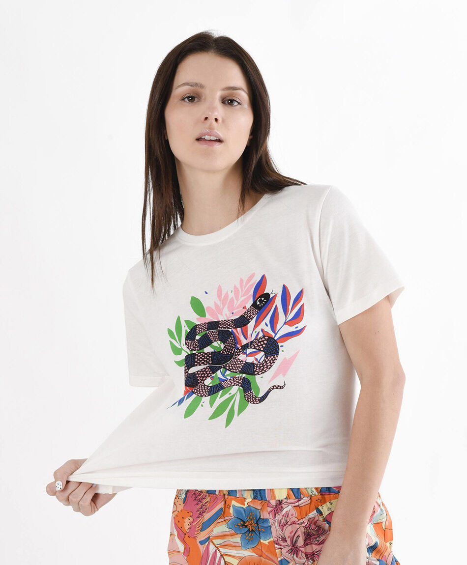 Polera mujer estampado serpiente