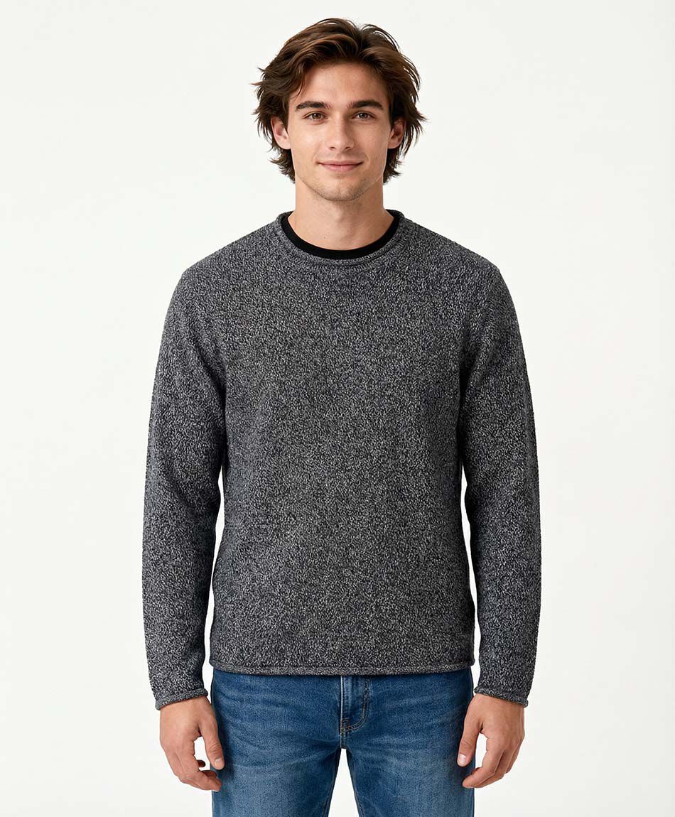Sweater hombre terminaciones enrolladas