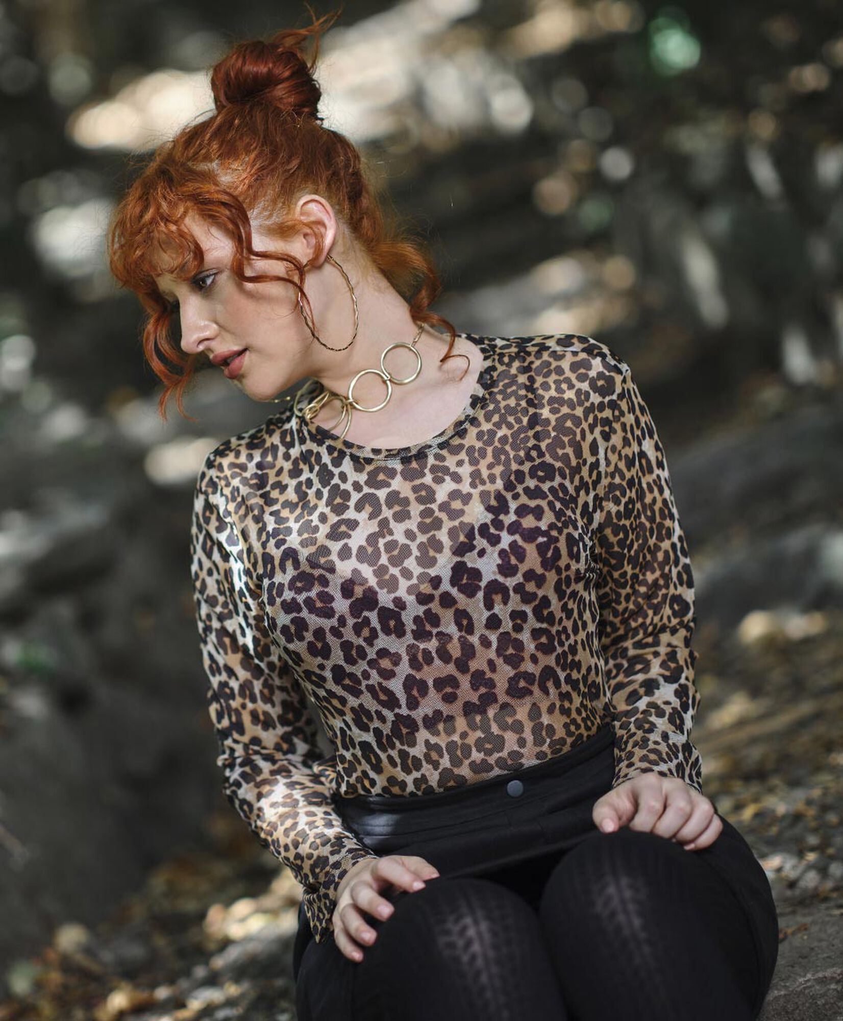 Polera mujer mesh animal print Polera mujer mesh animal print