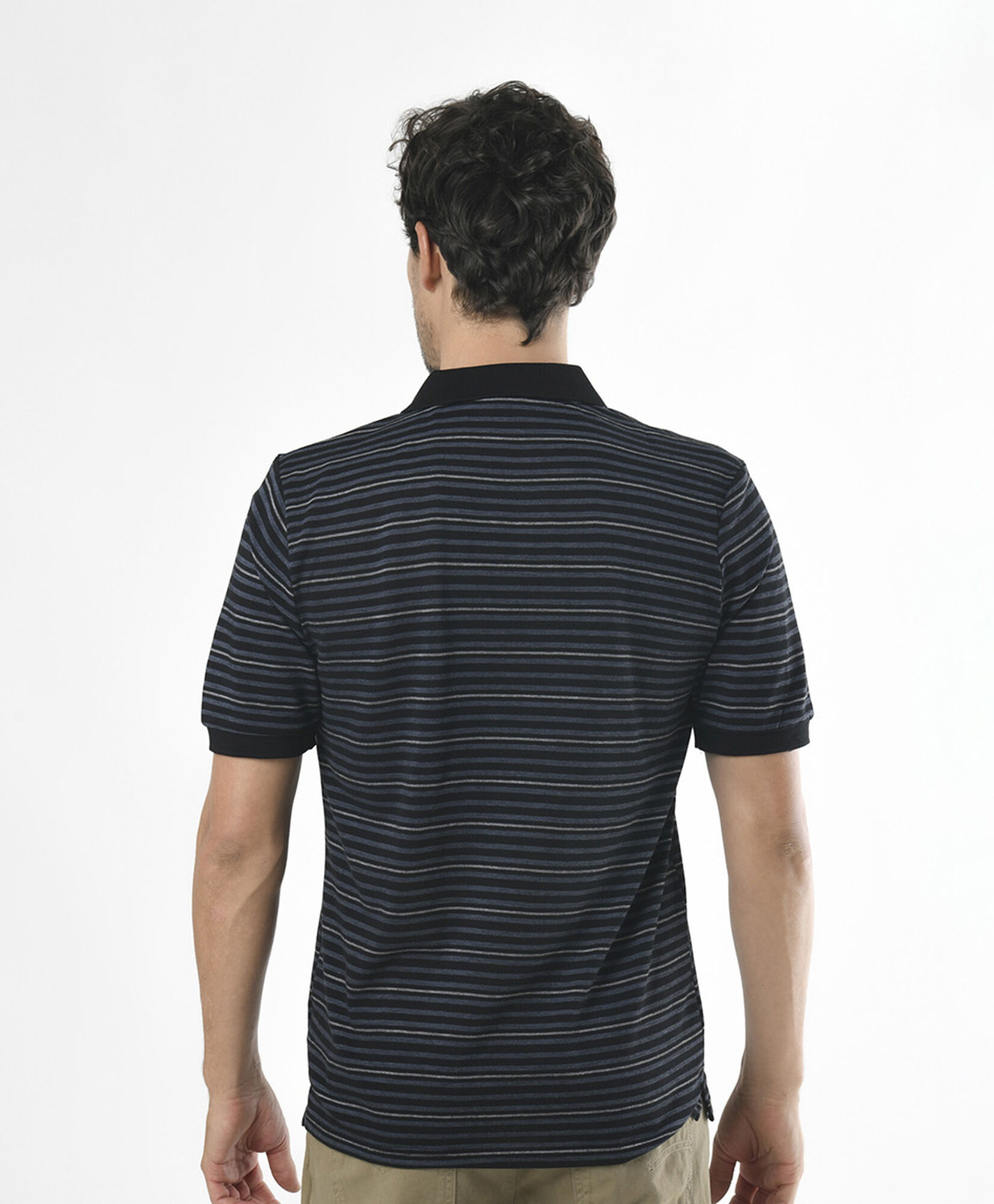 Polera hombre líneas cuello piqué Polera hombre líneas cuello piqué