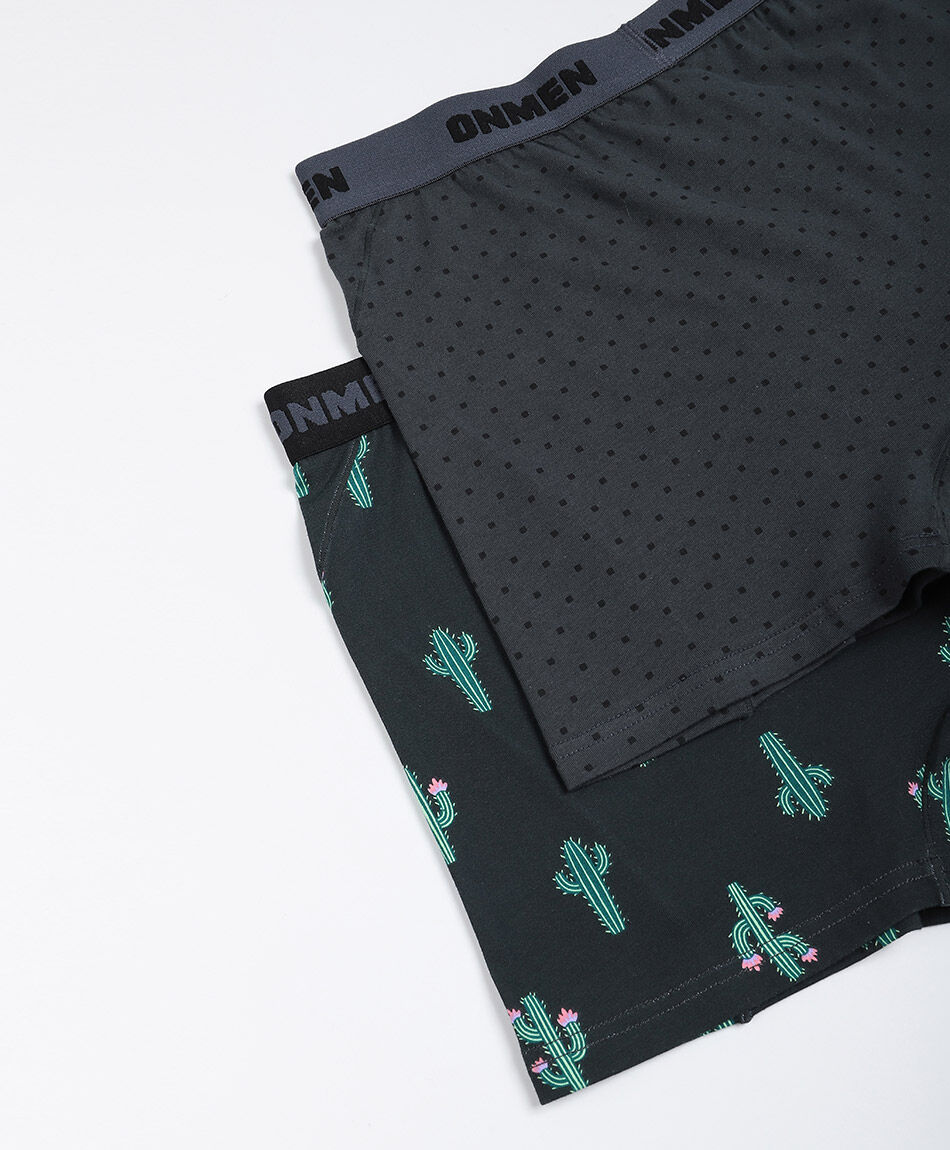 Pack 2 boxer hombre dise&ntilde;o estampado cactus