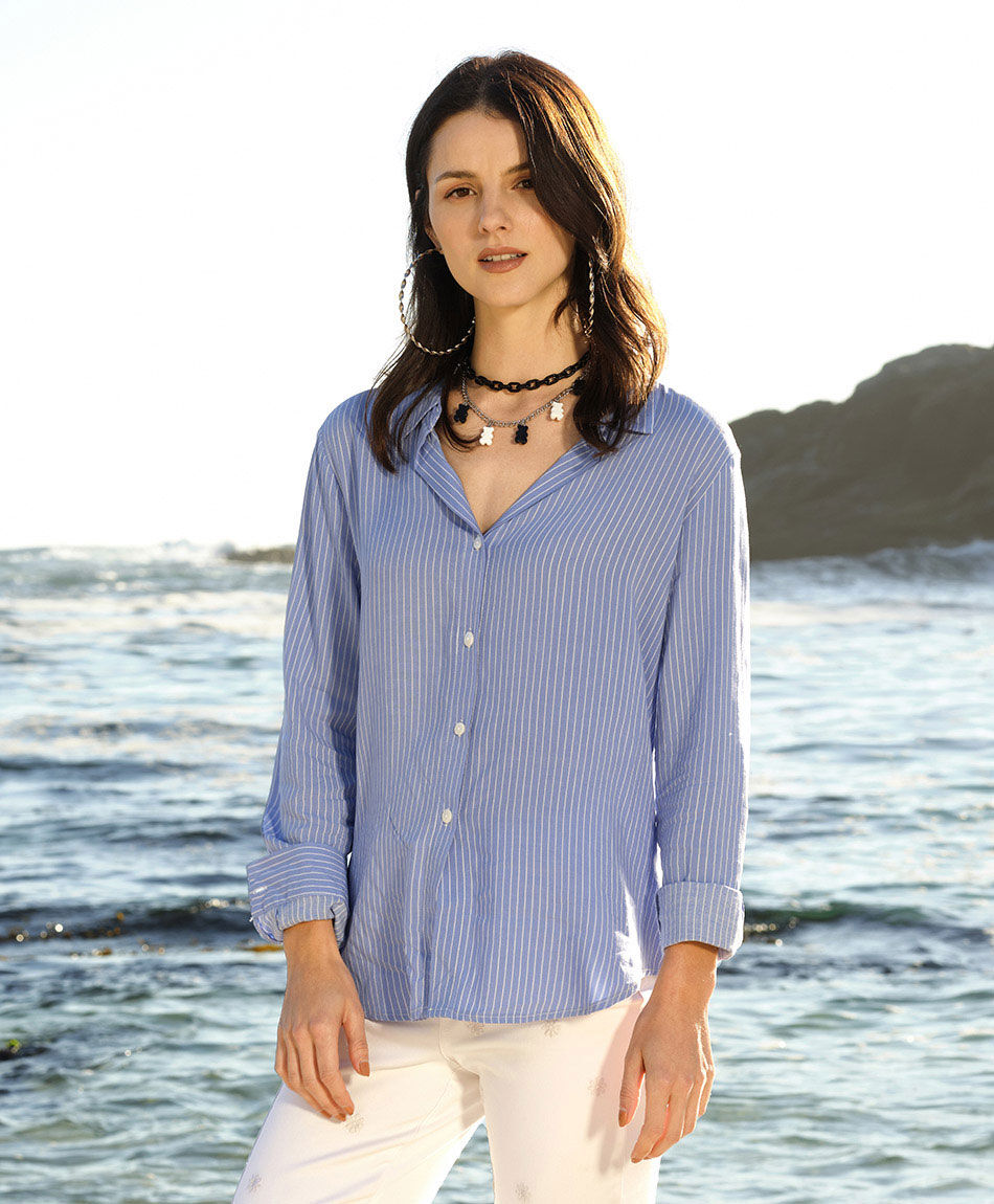 Blusa mujer camisera líneas
