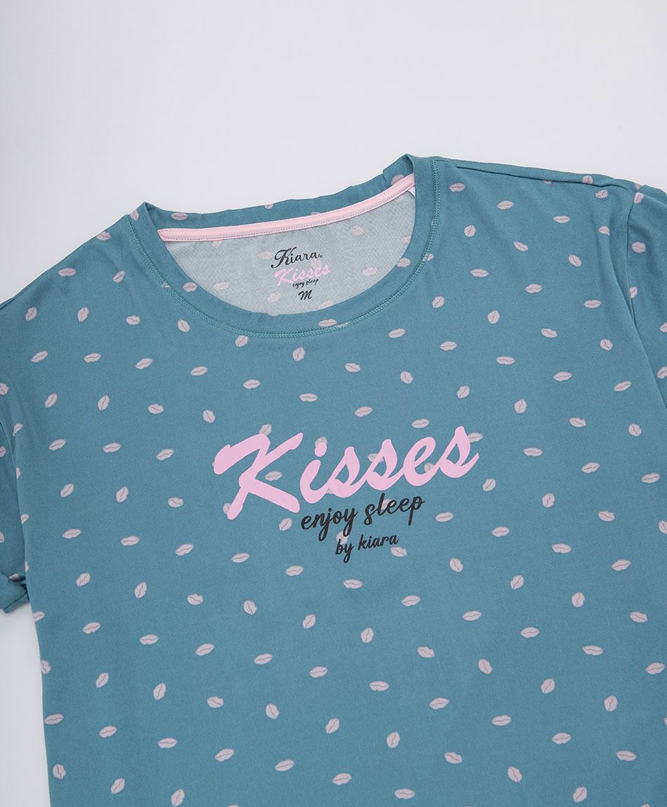 Pijama mujer capri letras puntos