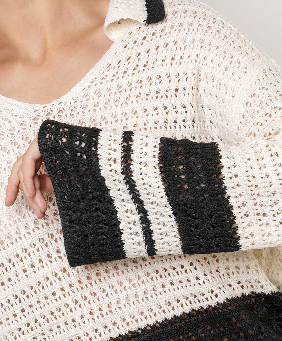 Sweater mujer acanalado black and white
