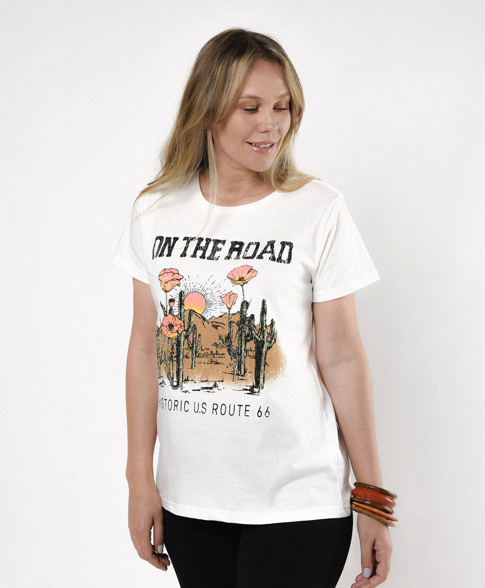 Polera mujer estampado ruta 66