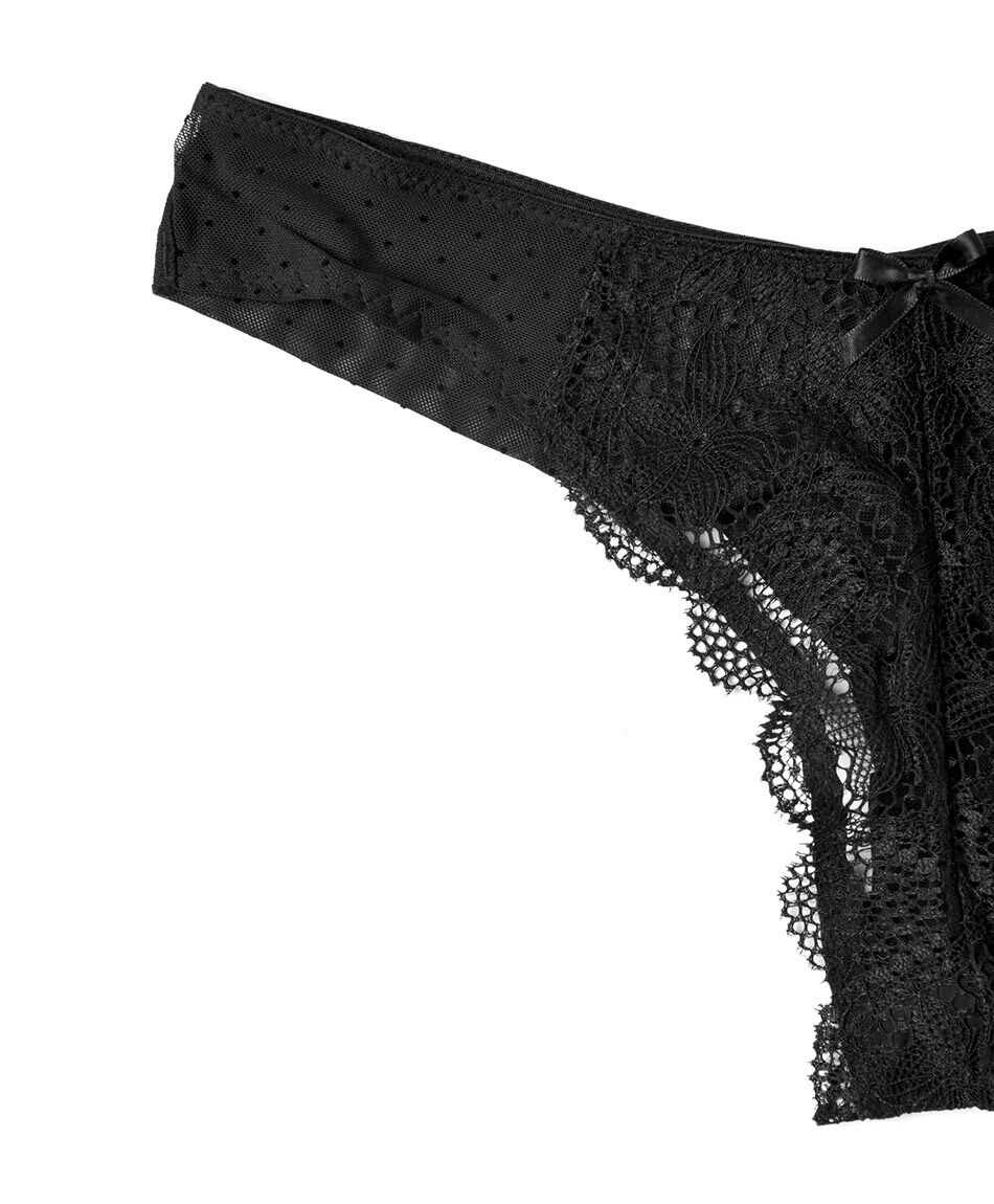 Tanga mujer encajes orqu&iacute;dea negra