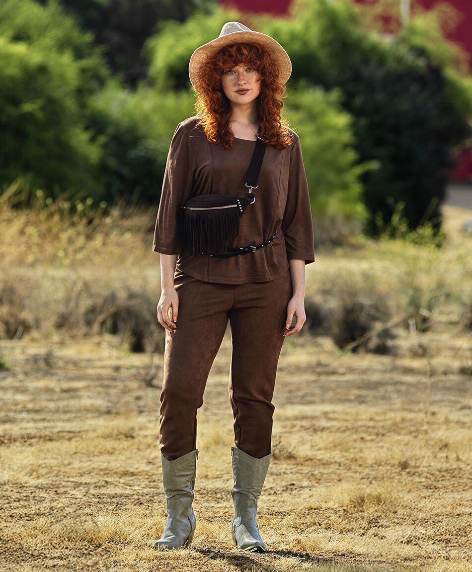 Pantal&oacute;n mujer suede caf&eacute;