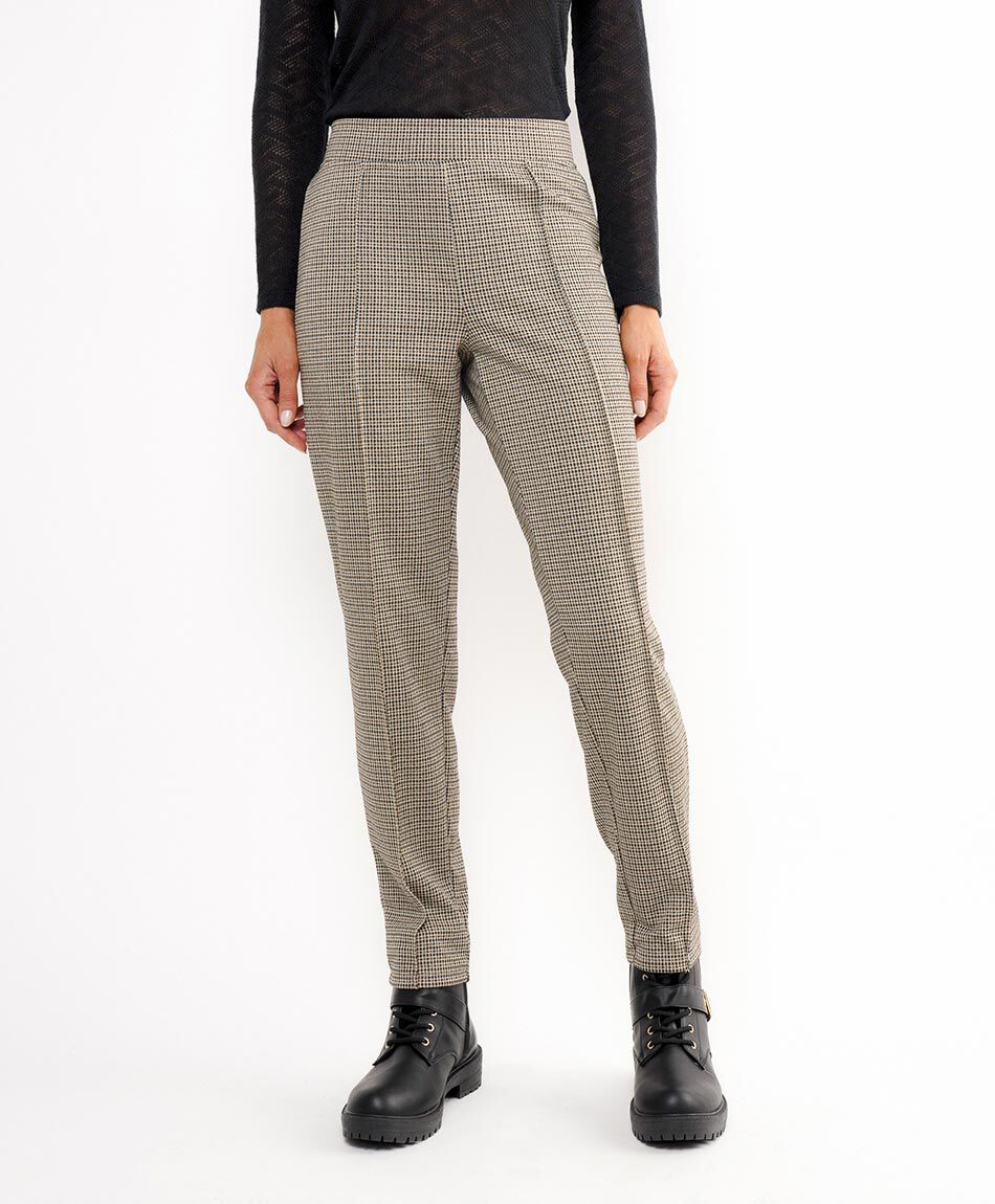 Pantal&oacute;n mujer cuadritos brown
