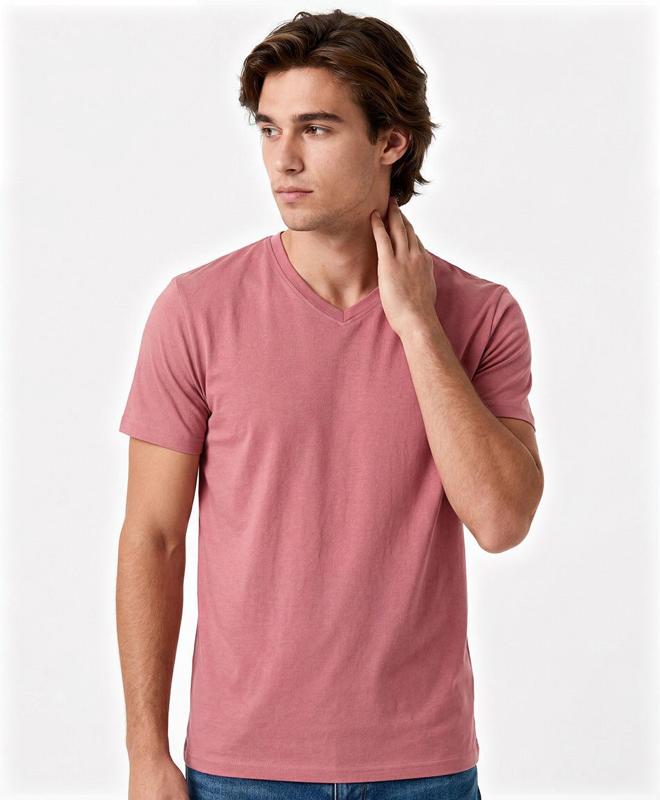 Polera hombre cuello en v lisa
