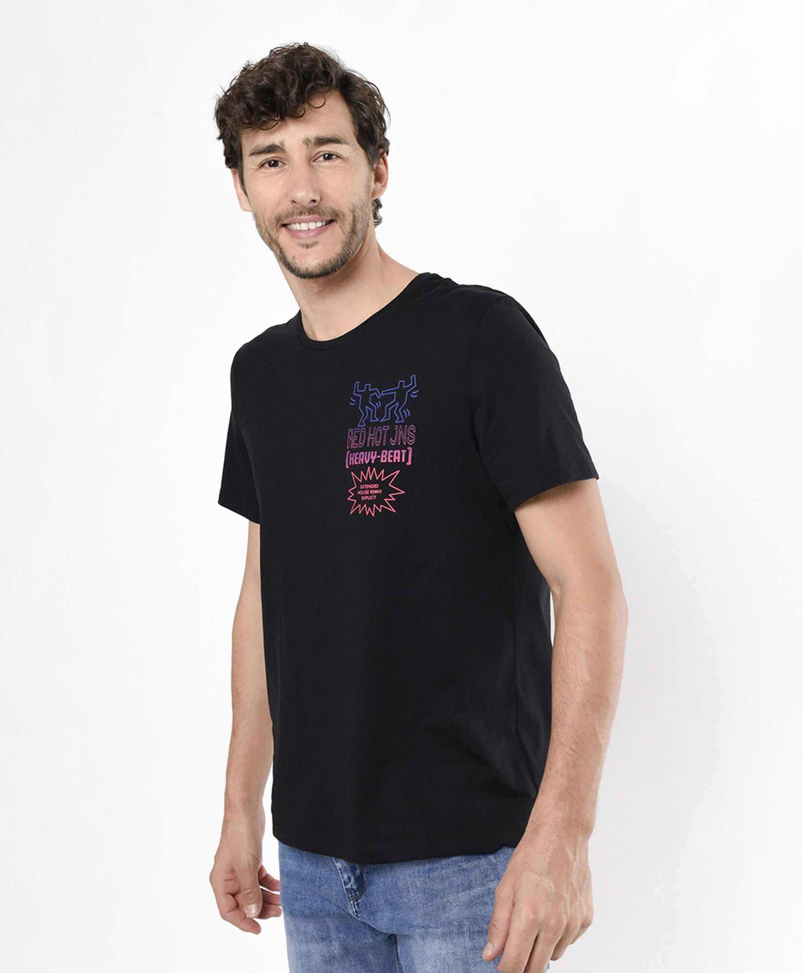 Polera hombre doble estampado neón Polera hombre doble estampado neón