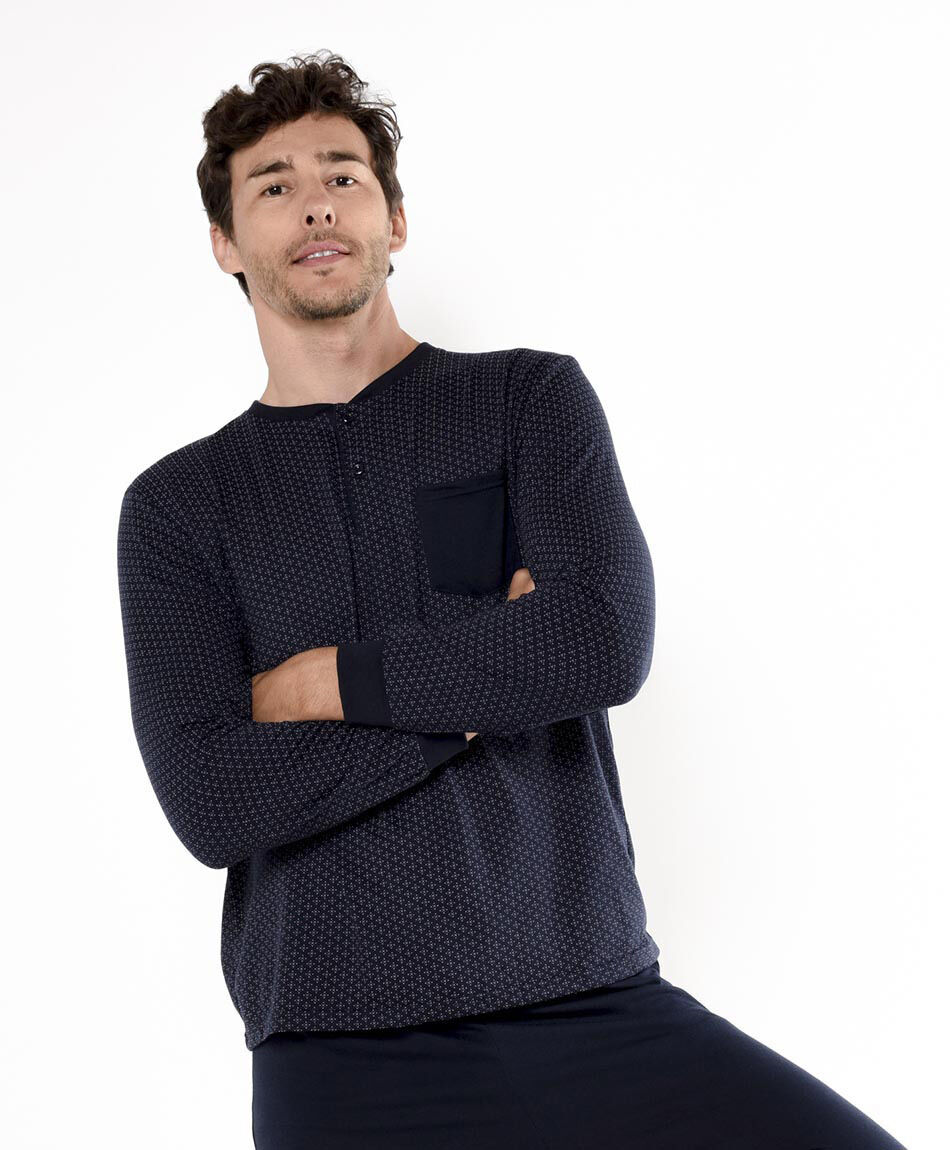 Pijama hombre bolsillo azul oscuro