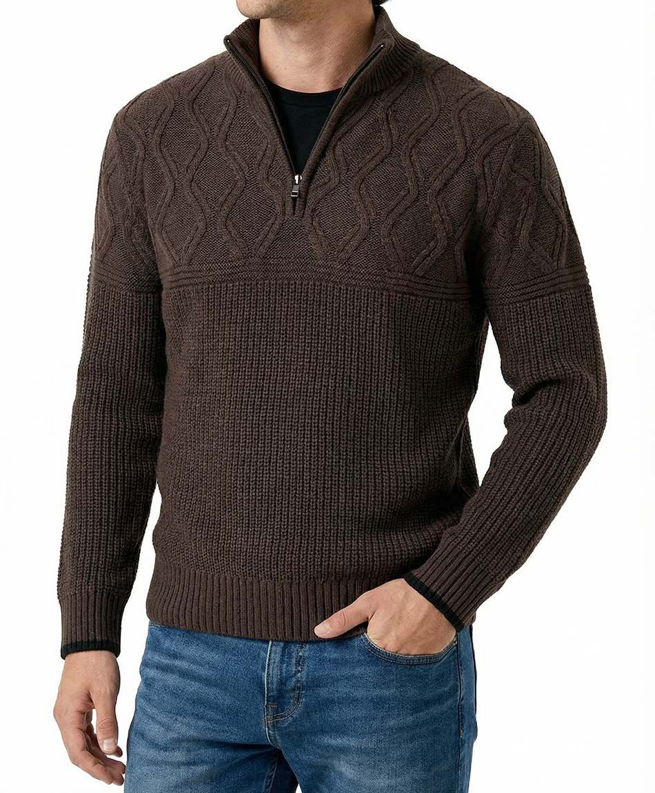 Sweater hombre cierre medio texturizado