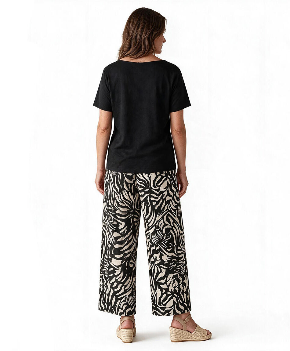 Pantal&oacute;n mujer mix hojas