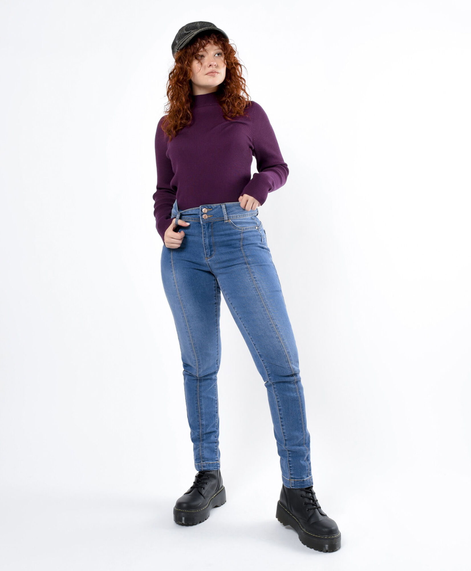 Jeans mujer costuras frontales skinny fit Jeans mujer costuras frontales skinny fit