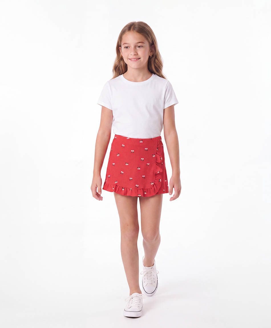 Short ni&ntilde;a falda florcitas