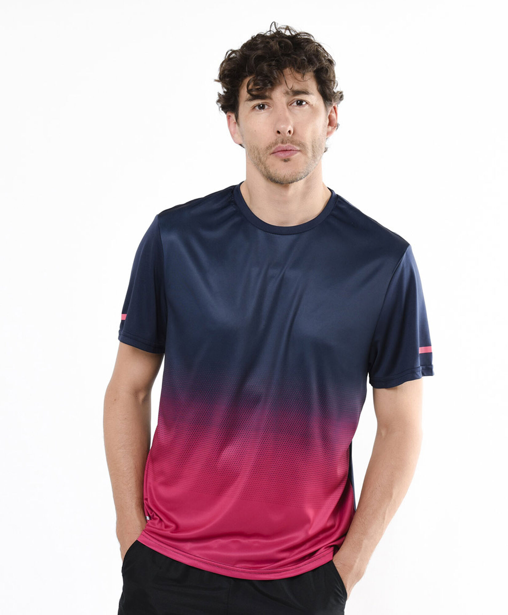 Polera deportiva hombre degradé bicolor Polera deportiva hombre degradé bicolor