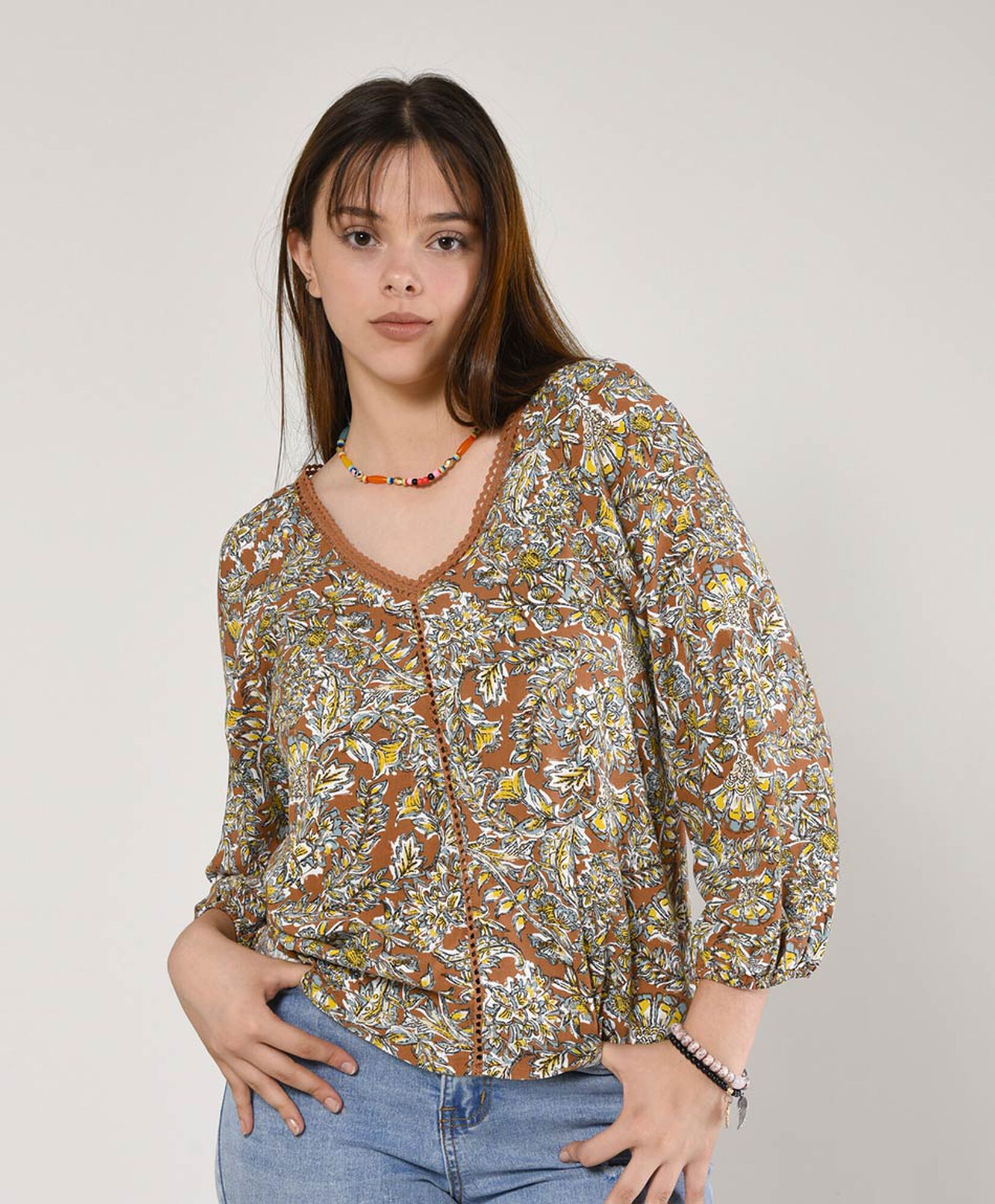 Blusa mujer encaje flores Blusa mujer encaje flores