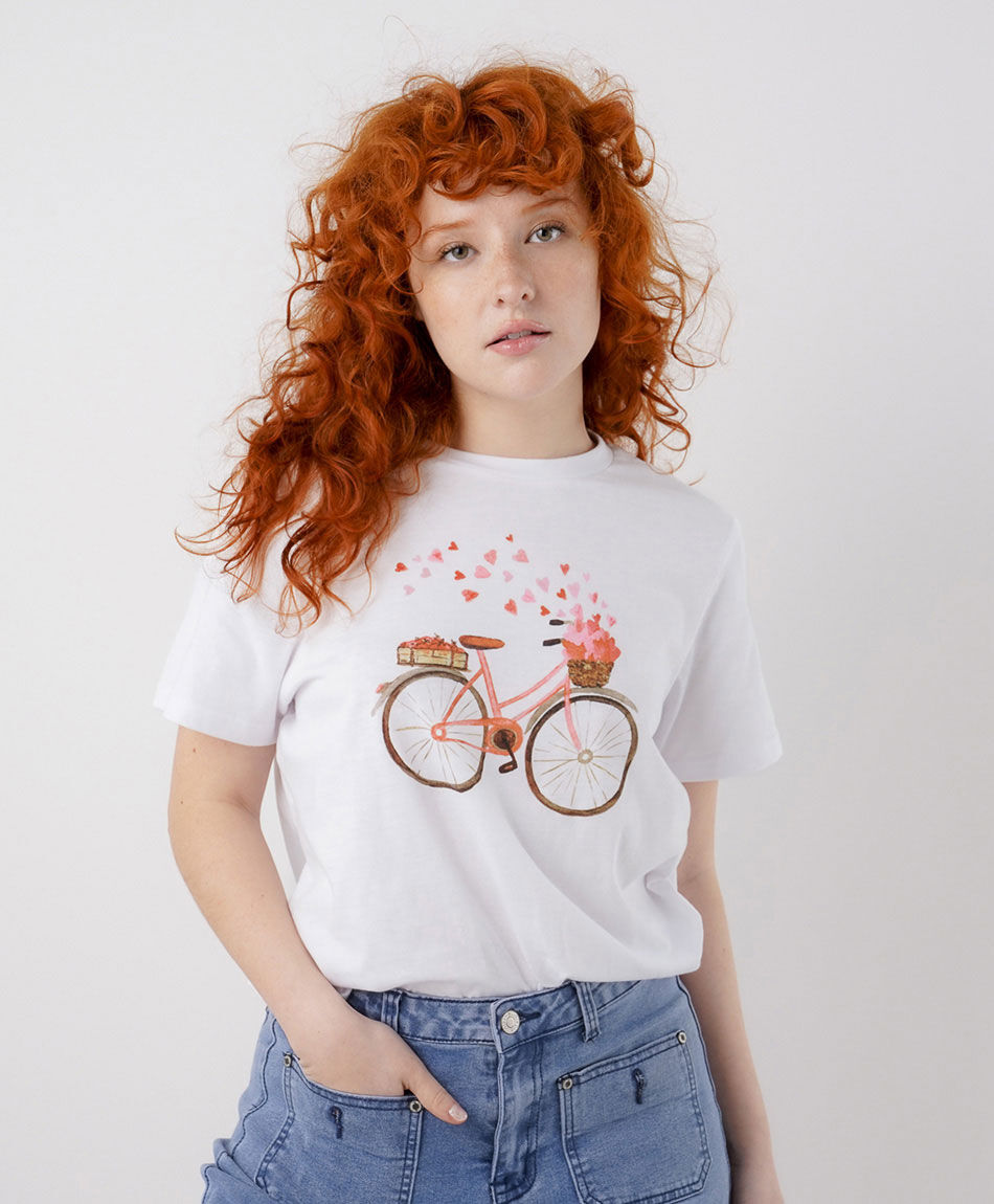 Polera mujer bici flores