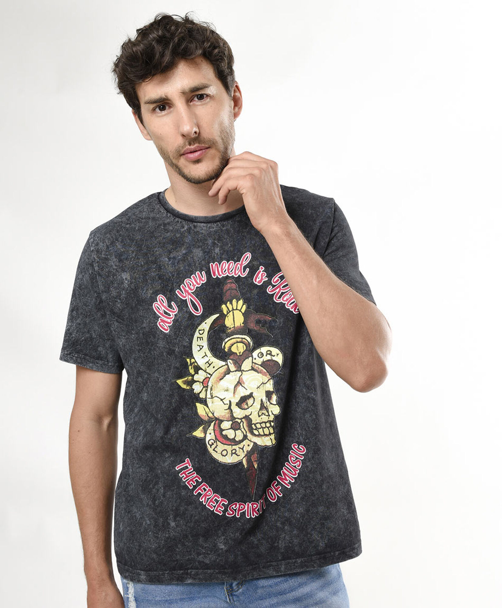 Polera hombre desgastada doble rock Polera hombre desgastada doble rock