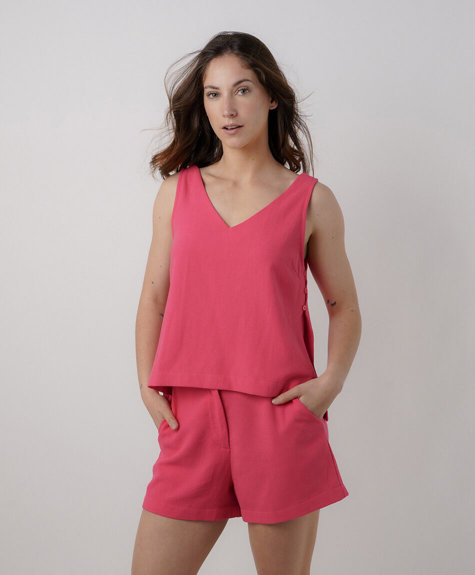 Short mujer lino fucsia