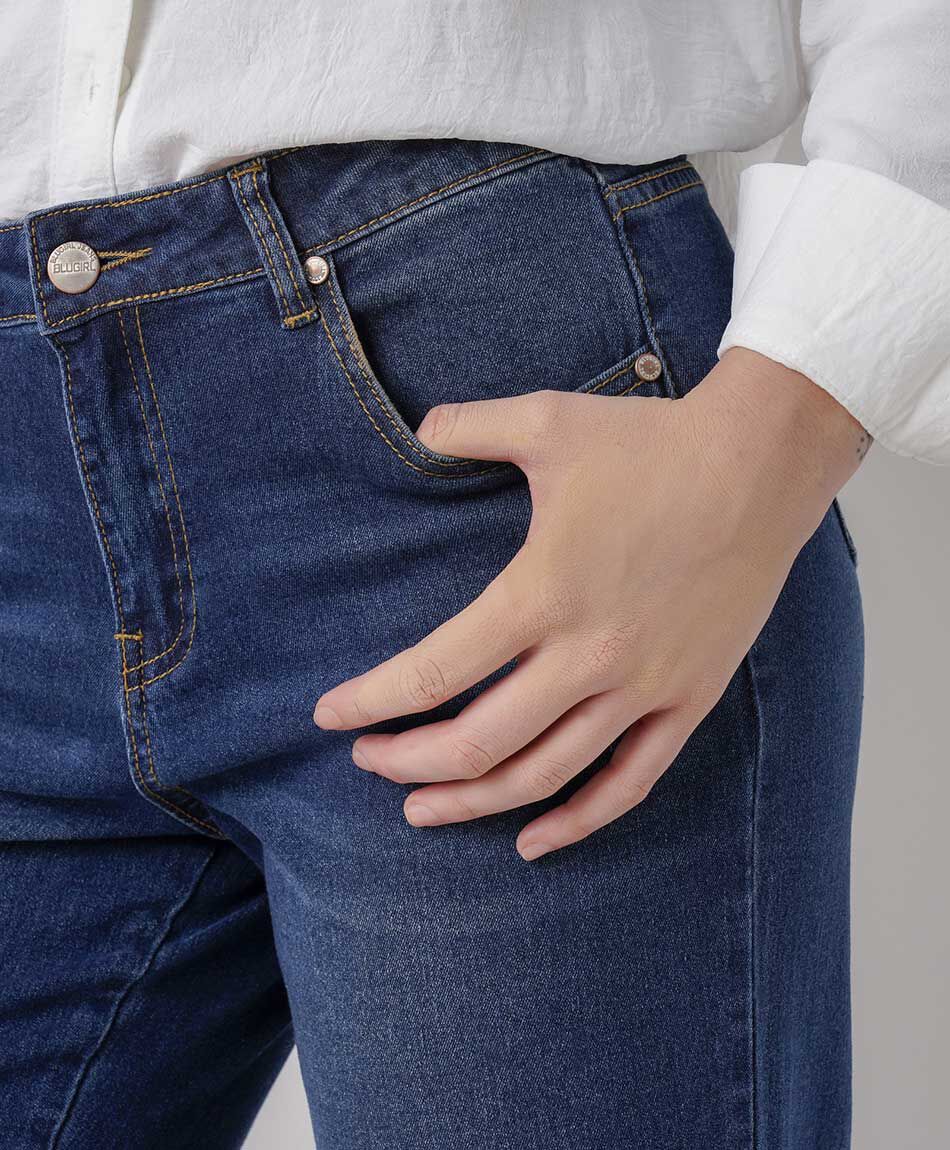 Jeans mujer straight basta doblada