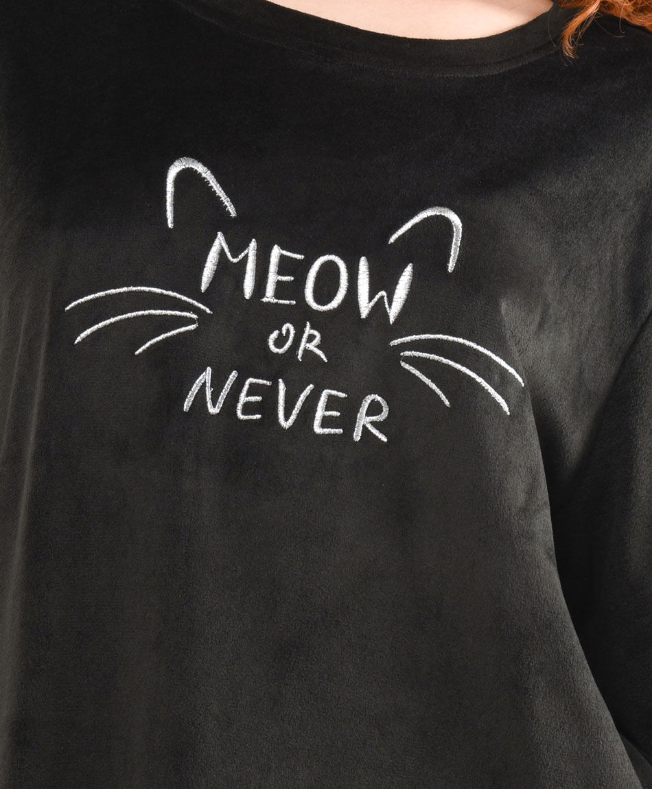 Pijama mujer black cat velvet