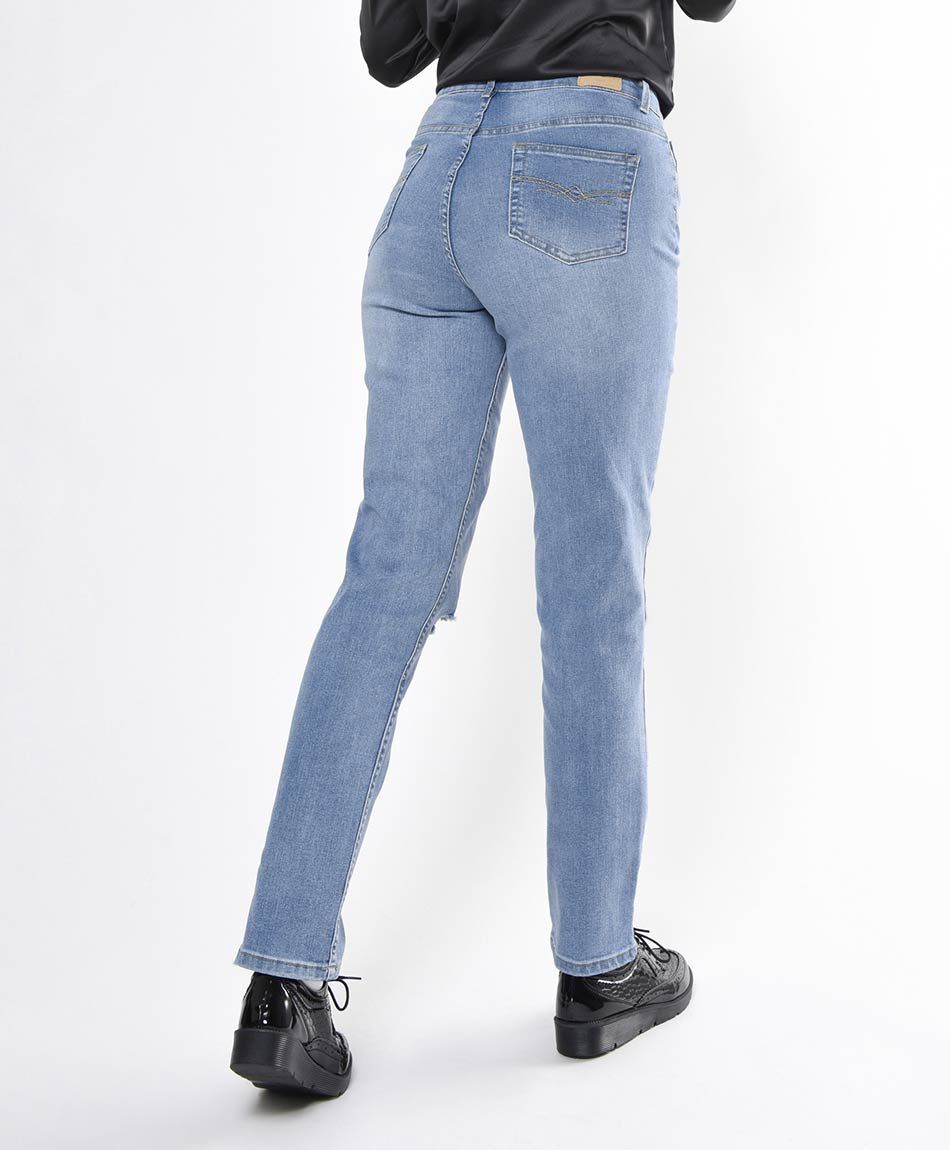 Jeans mujer rasgado frontal skinny fit