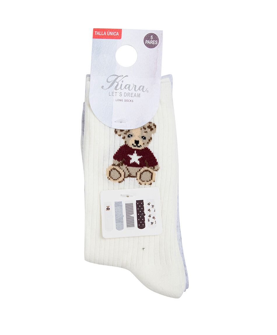 Pack 5 calcetines mujer ositos