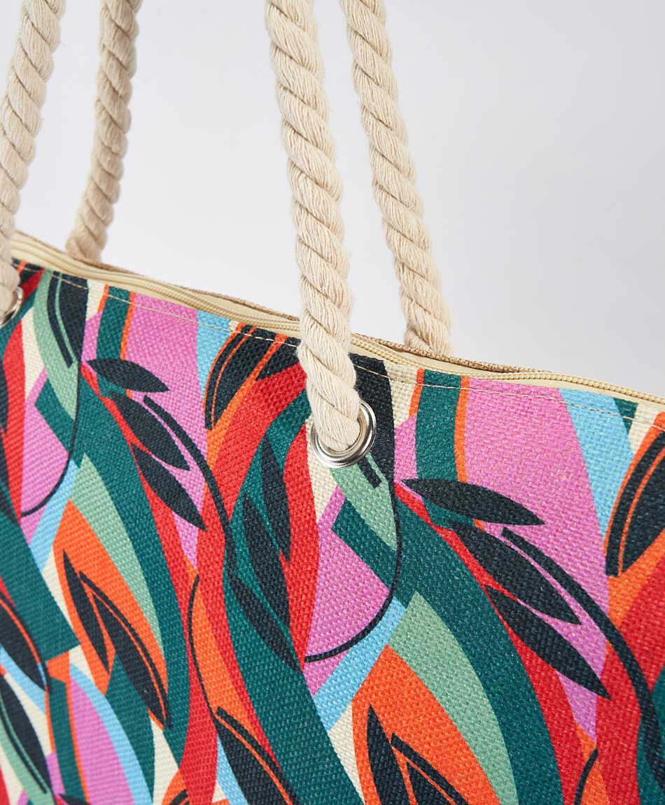 Bolso playa mujer hojas