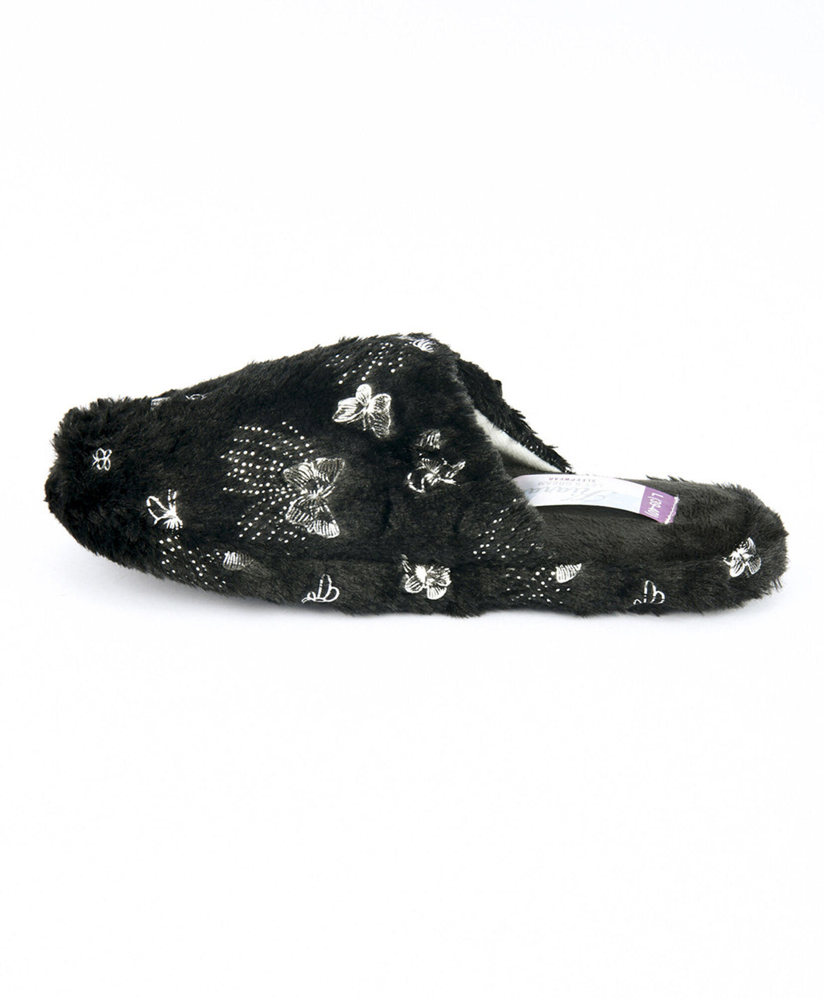 Pantufla mujer brillos mariposas negra Pantufla mujer brillos mariposas negra
