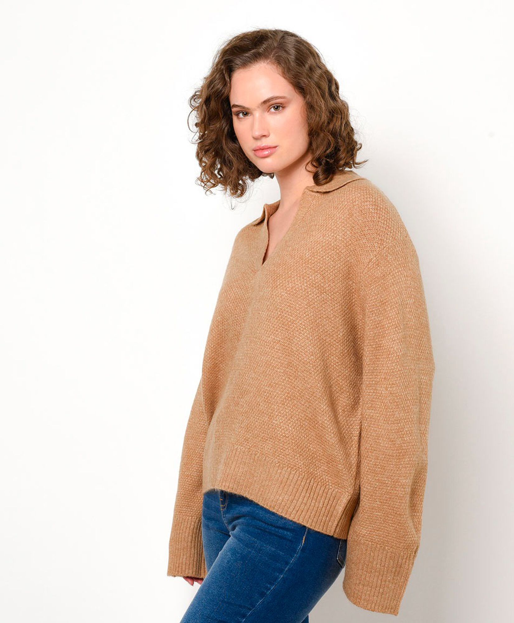 Sweater mujer cuello piqué Sweater mujer cuello piqué
