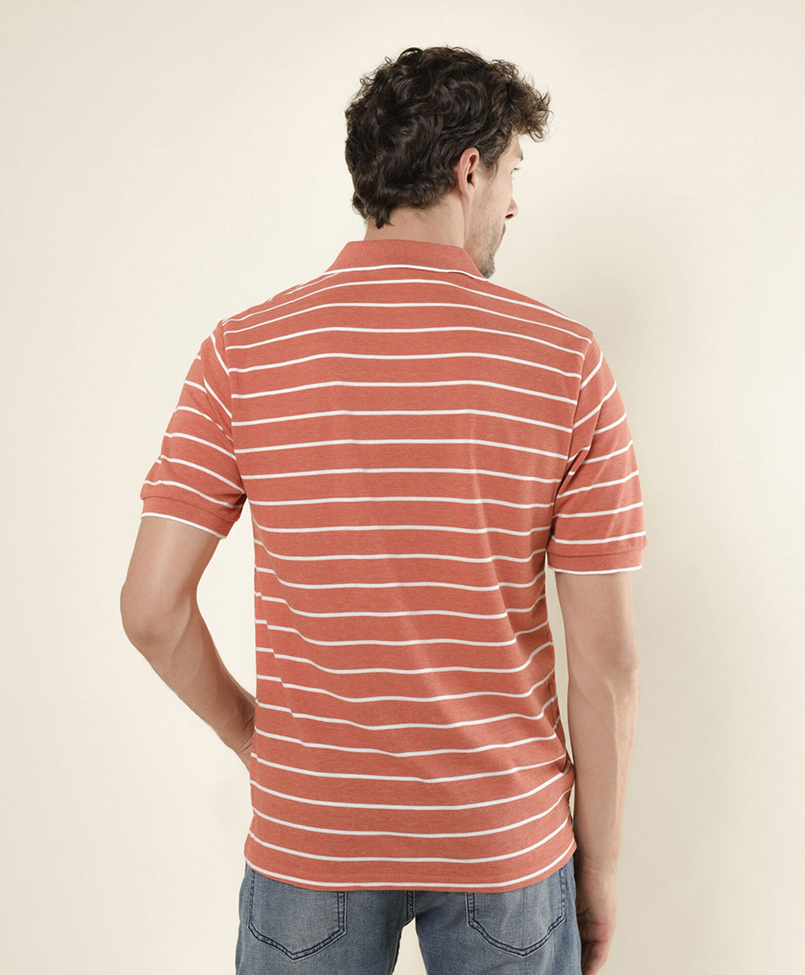 Polera hombre rayas bicolor cuello piqué Polera hombre rayas bicolor cuello piqué