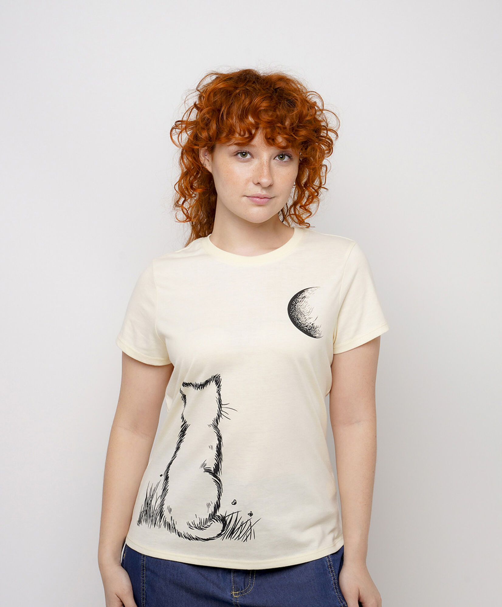 Polera mujer luna gato Polera mujer luna gato