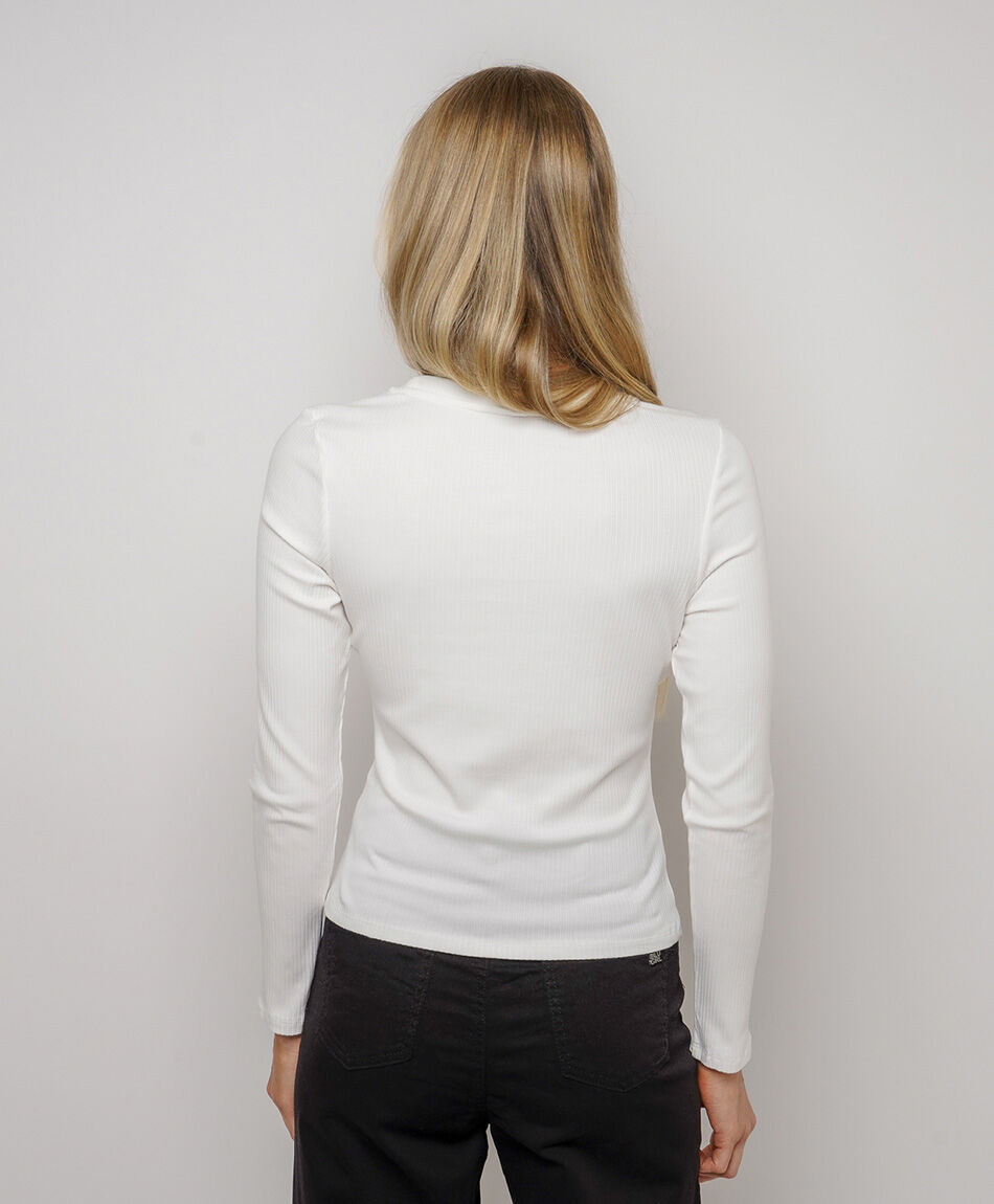Polera mujer acanalada b&aacute;sica blanca