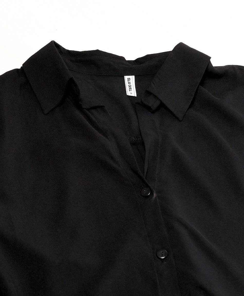 Blusa mujer negra cuello en v