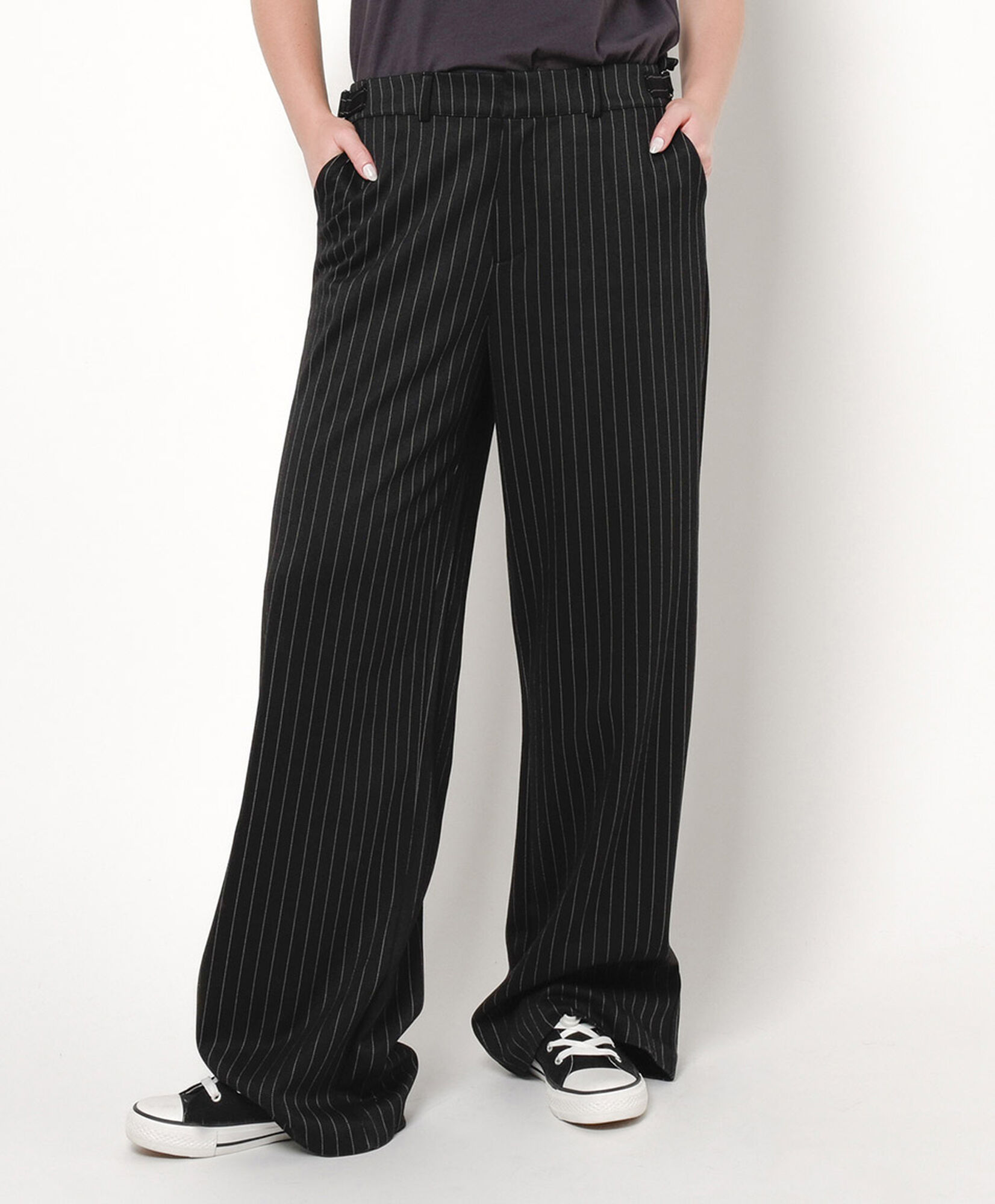 Pantalón mujer negro líneas wide Pantalón mujer negro líneas wide