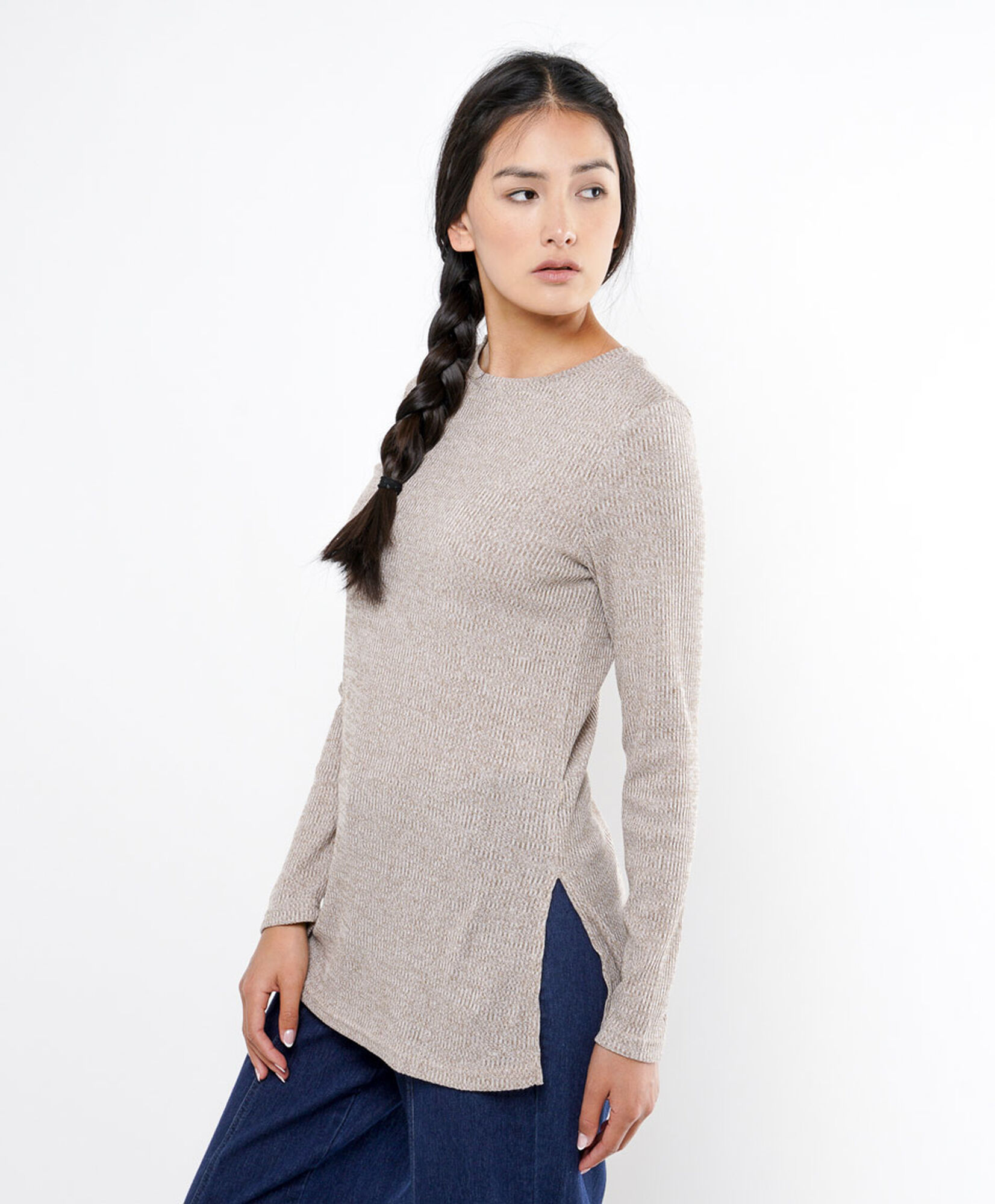 Polera mujer acanalada larga Polera mujer acanalada larga