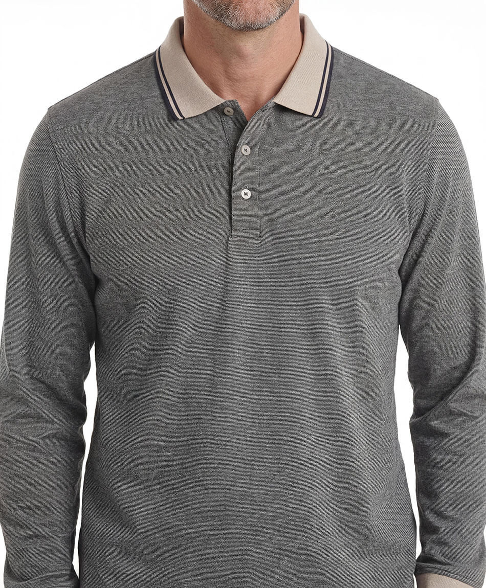Polera hombre polo contraste beige