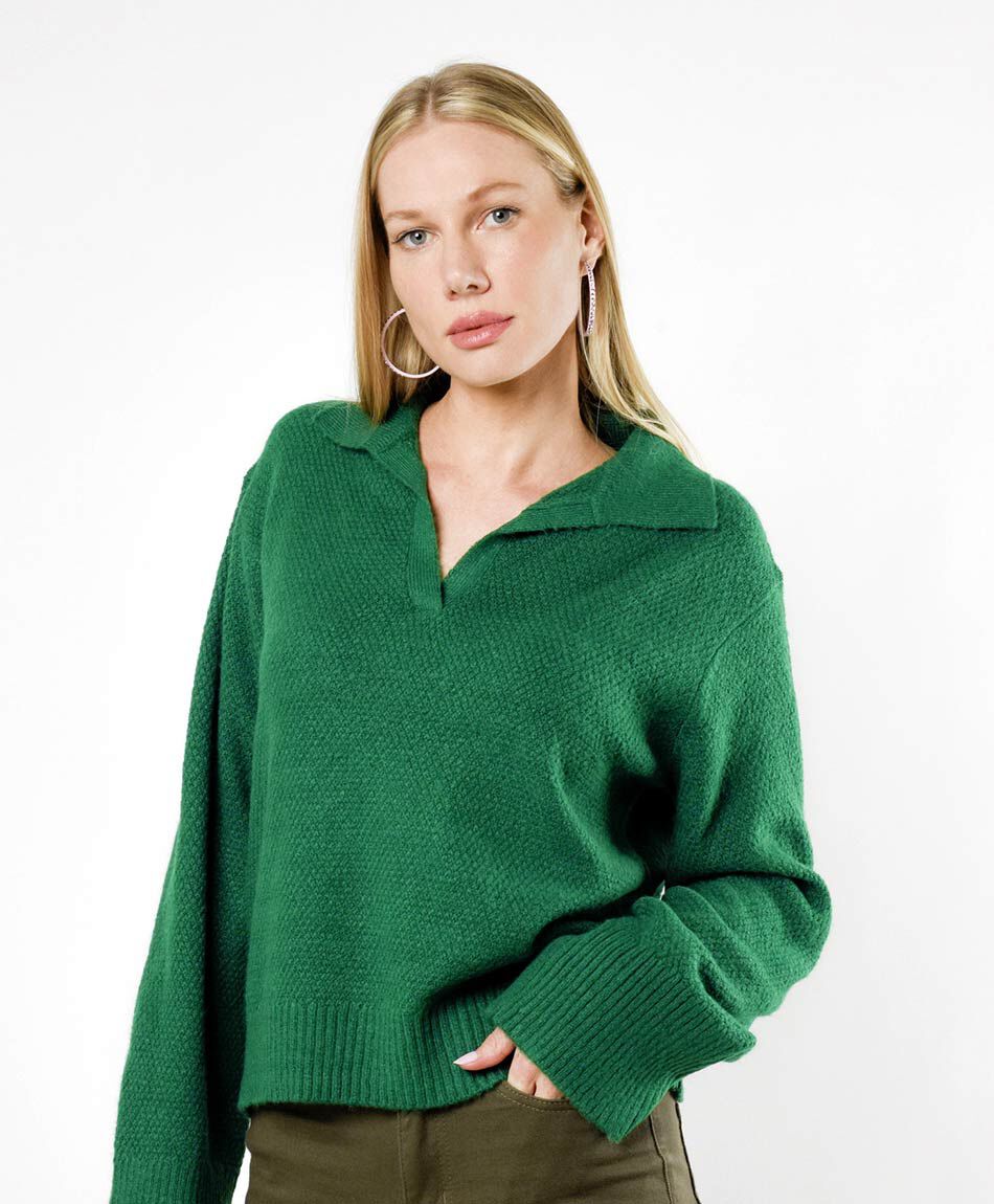 Sweater mujer cuello piqu&eacute;