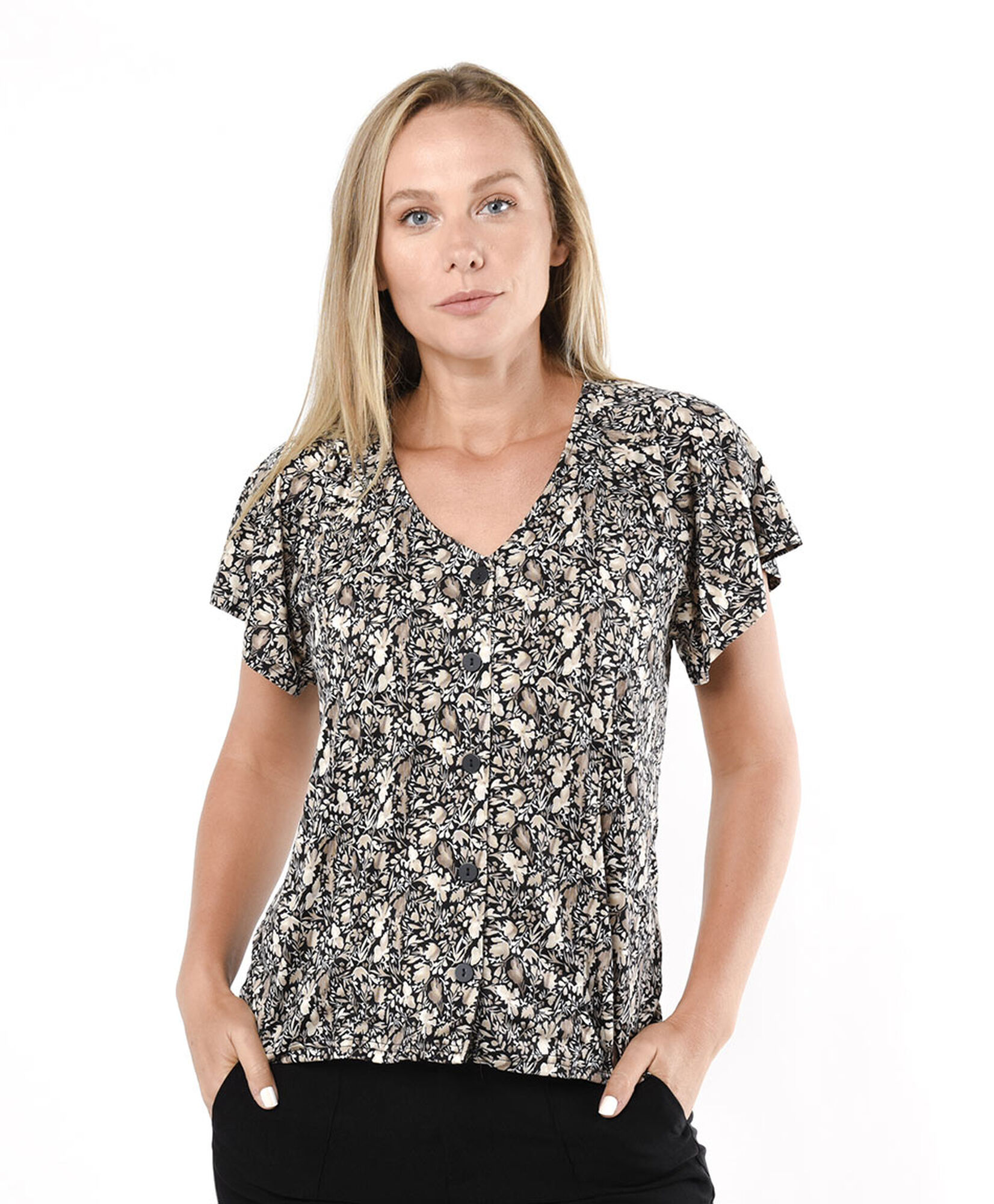 Polera mujer botones print Polera mujer botones print