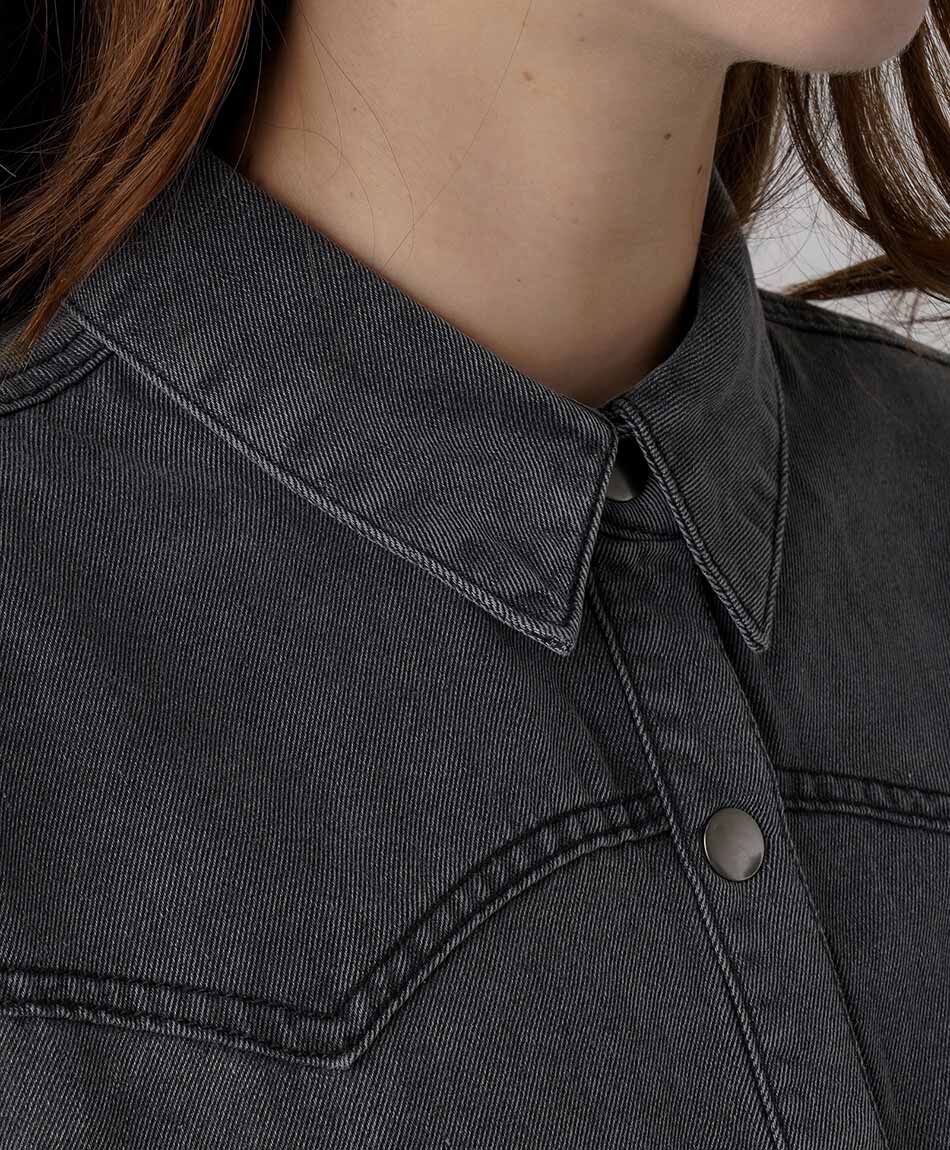 Blusa mujer denim costuras