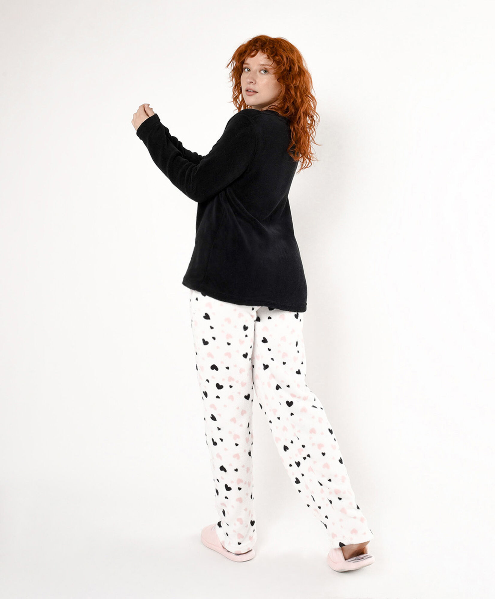Pijama mujer polar frase y corazones Pijama mujer polar frase y corazones