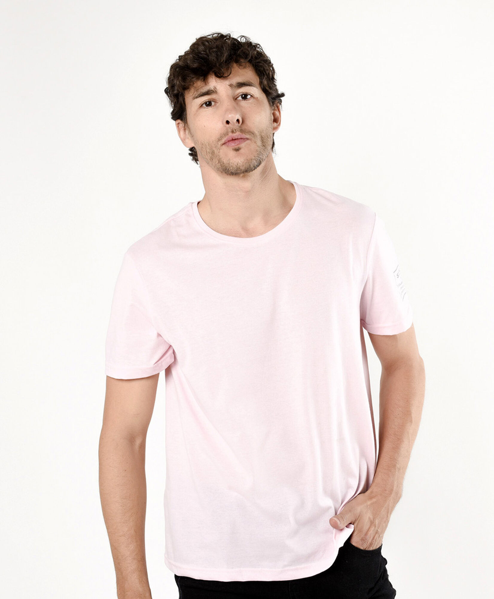 Polera hombre lisa manga estampada Polera hombre lisa manga estampada