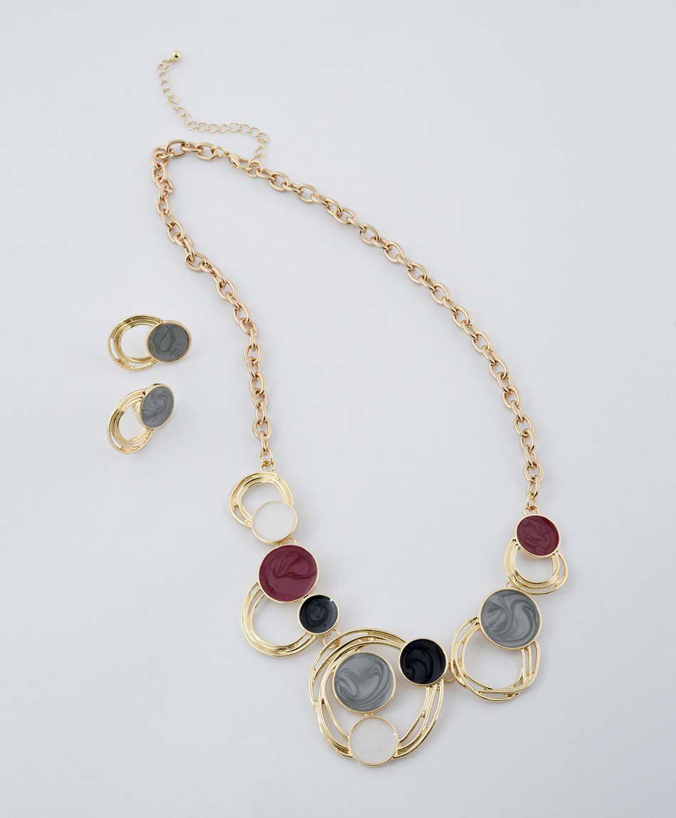 Set collar + aros mujer c&iacute;rculos 1 pieza