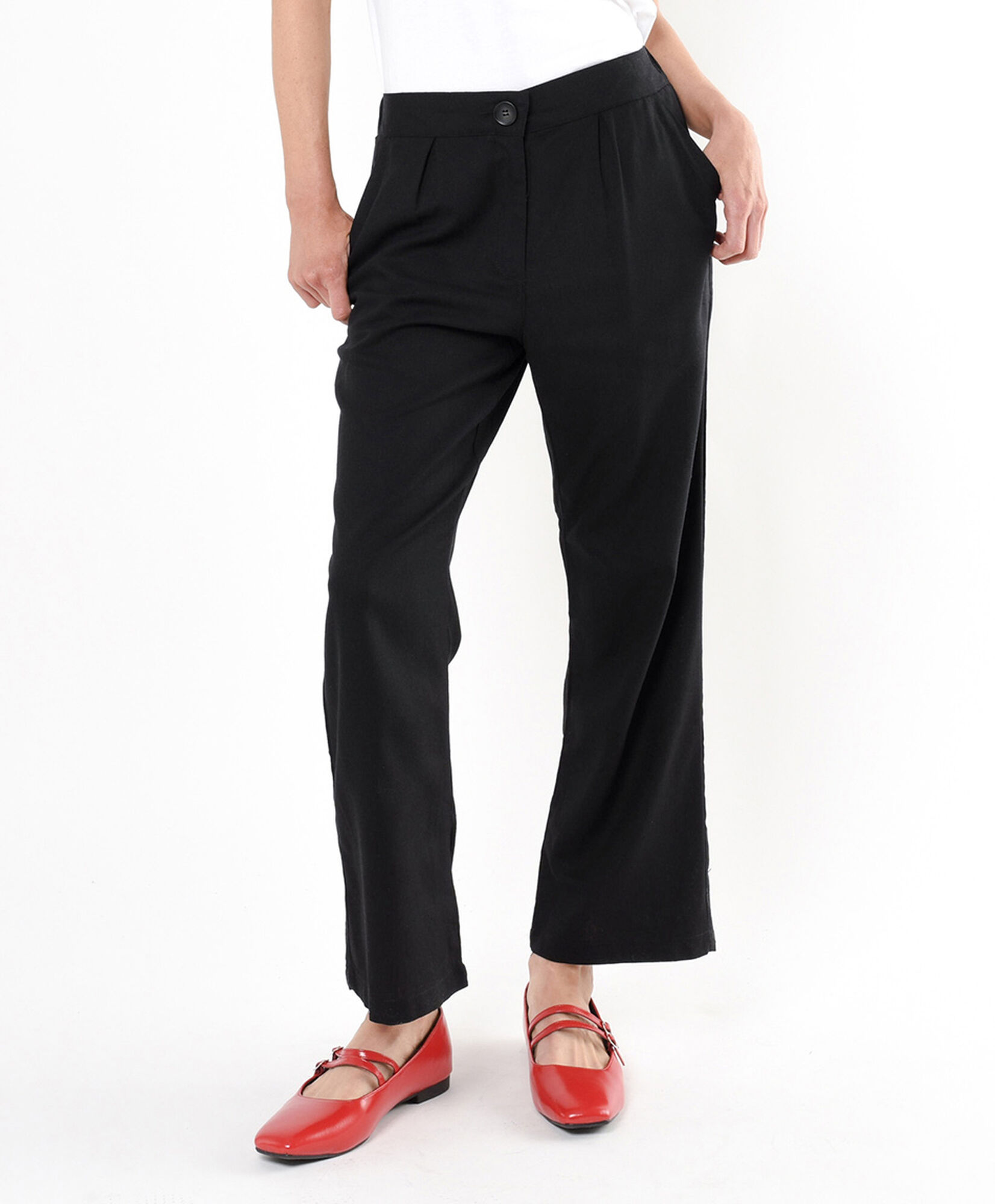 Pantalón mujer recto lino Pantalón mujer recto lino