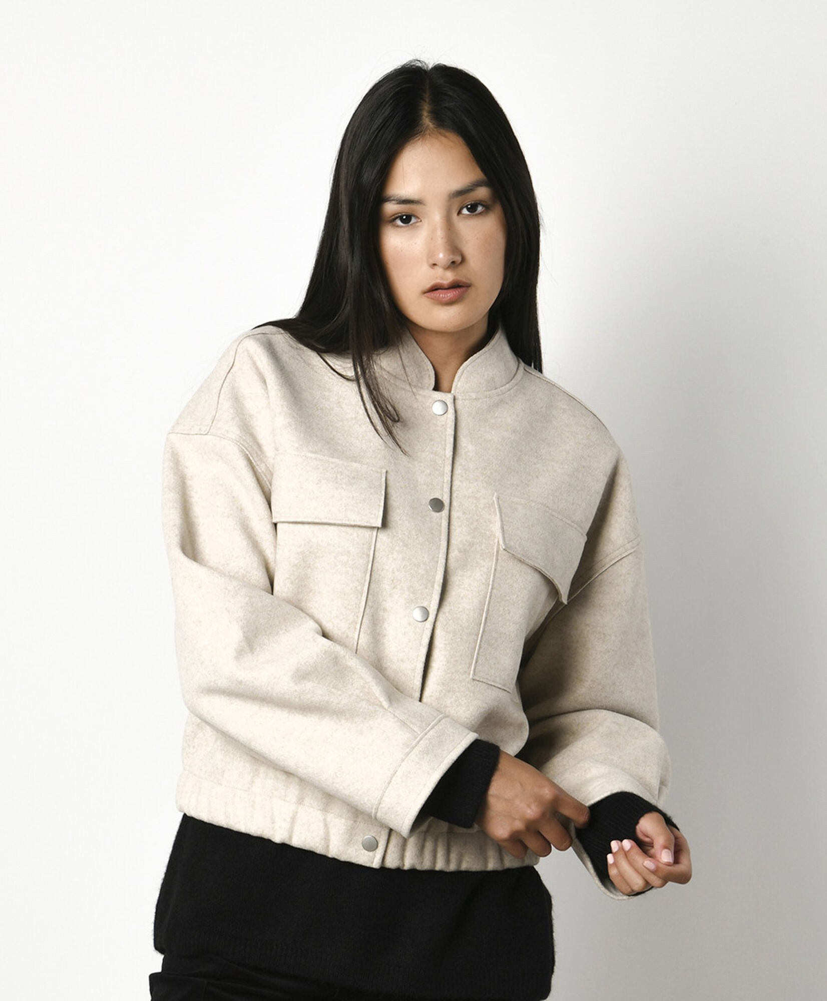 Chaqueta mujer pretina elasticada Chaqueta mujer pretina elasticada