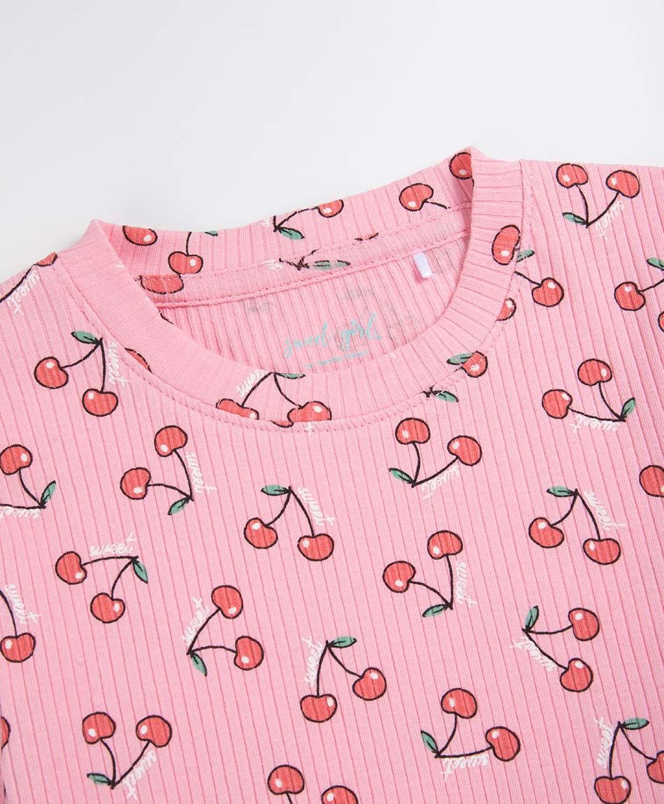 Polera ni&ntilde;a manga larga cerezas