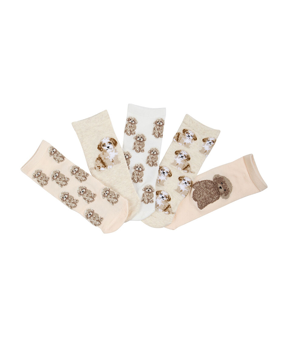 Pack 5 calcetines mujer cortos perritos
