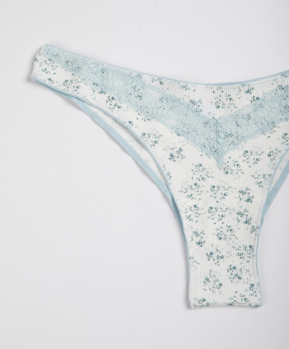 Tanga mujer algod&oacute;n mini florcitas